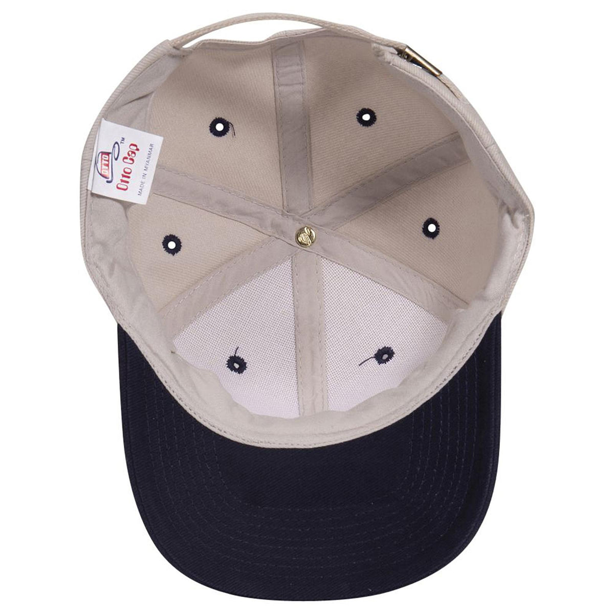 Inside View of 0435 - Nvy/Stn.Gry OTTO CAP 6 Panel Mid Profile Baseball Cap