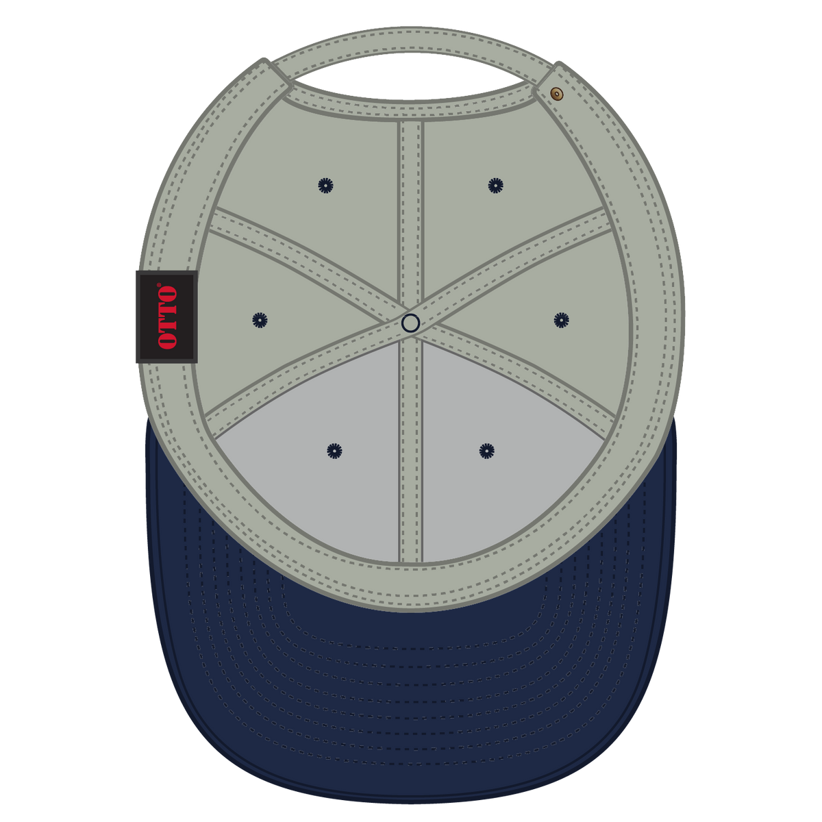 Inside View of 0435 - Nvy/Stn.Gry OTTO CAP 6 Panel Mid Profile Baseball Cap