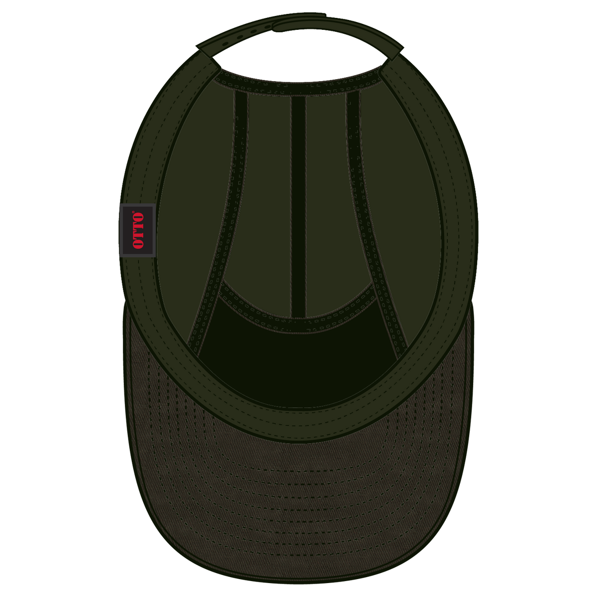 Inside View of 046 - Dk. Ol. Green OTTO CAP 5 Panel Camper Hat