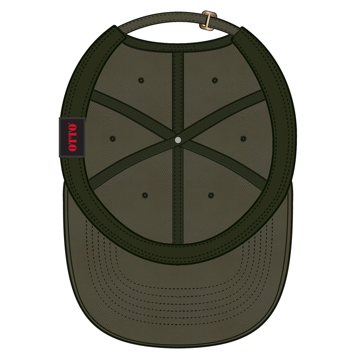 Inside View of 046 - Dk. Ol. Green OTTO CAP 6 Panel Low Profile Dad Hat