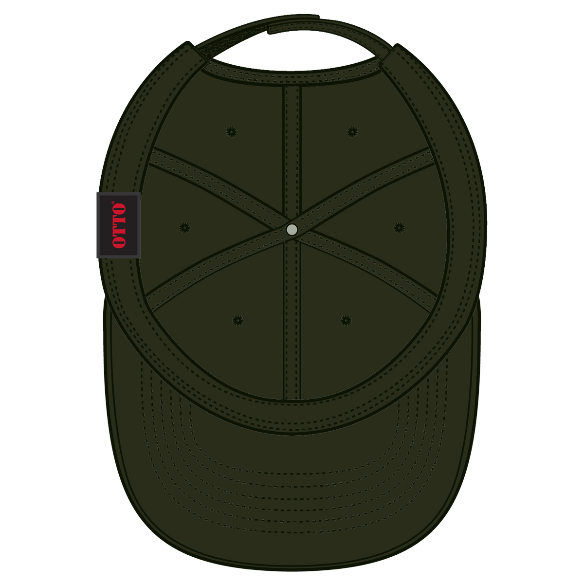 Inside View of 046 - Dk. Ol. Green OTTO CAP 6 Panel Low Profile Dad Hat