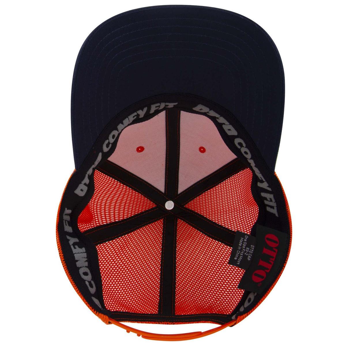 Inside View of 046262 - Nvy/Org/Org OTTO CAP "OTTO COMFY FIT" 6 Panel Low Profile Mesh Back Trucker Hat