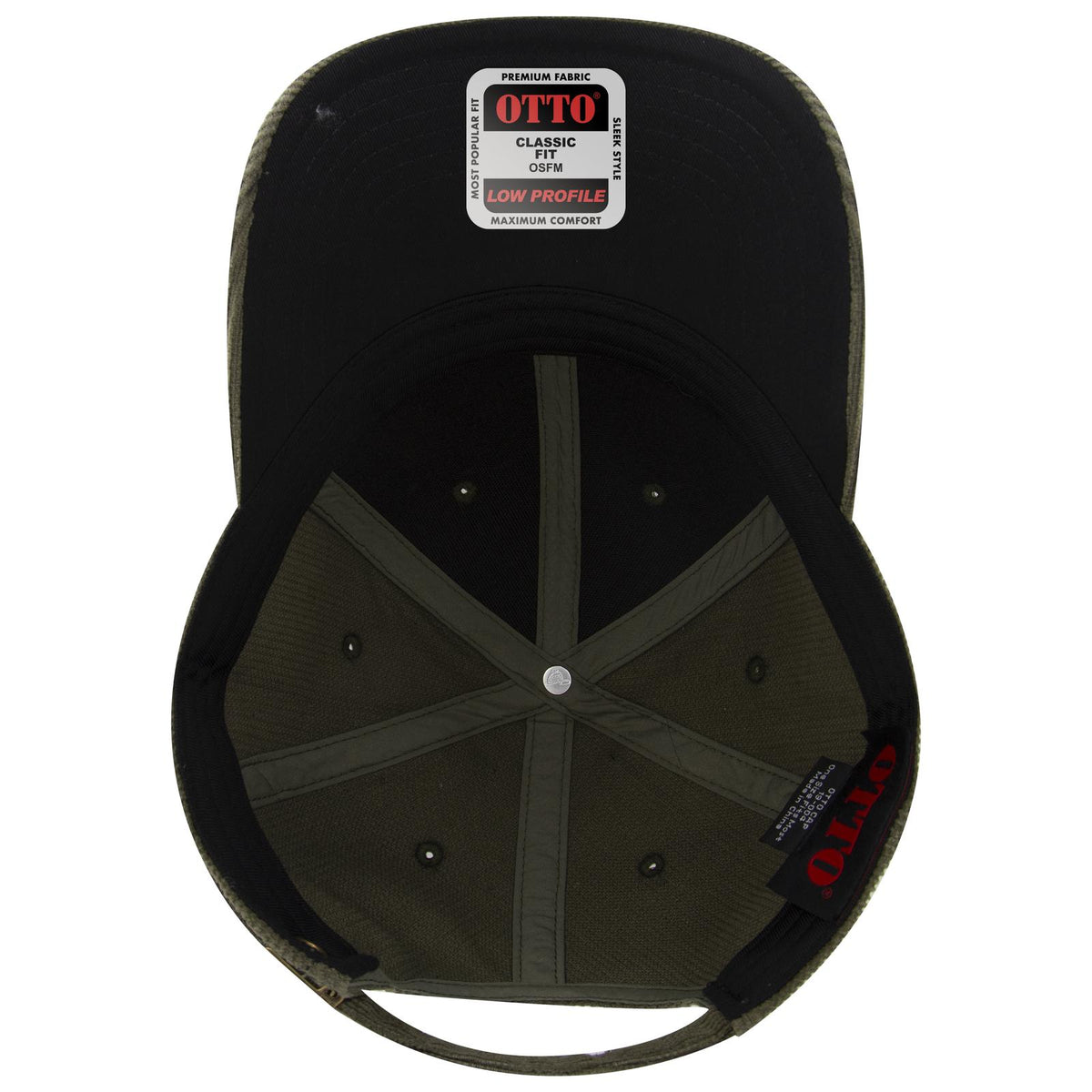 Inside View of 046B - Dk Ol Grn OTTO CAP 6 Panel Low Profile Baseball Cap
