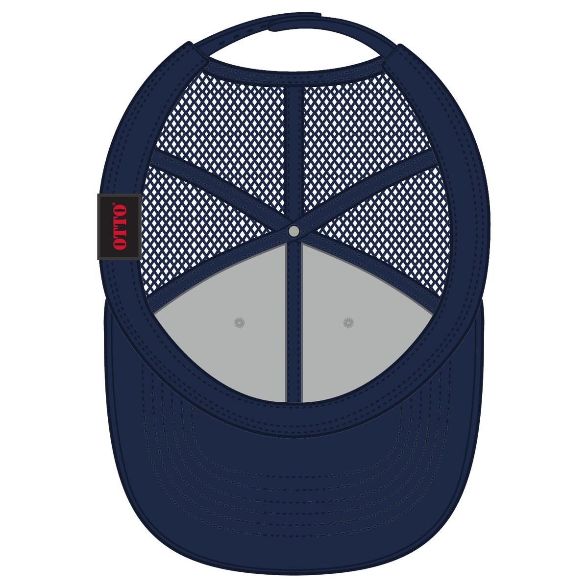 Inside View of 047404 - Navy/HeatherGray/Navy OTTO CAP 6 Panel Low Profile Mesh Back Trucker Hat