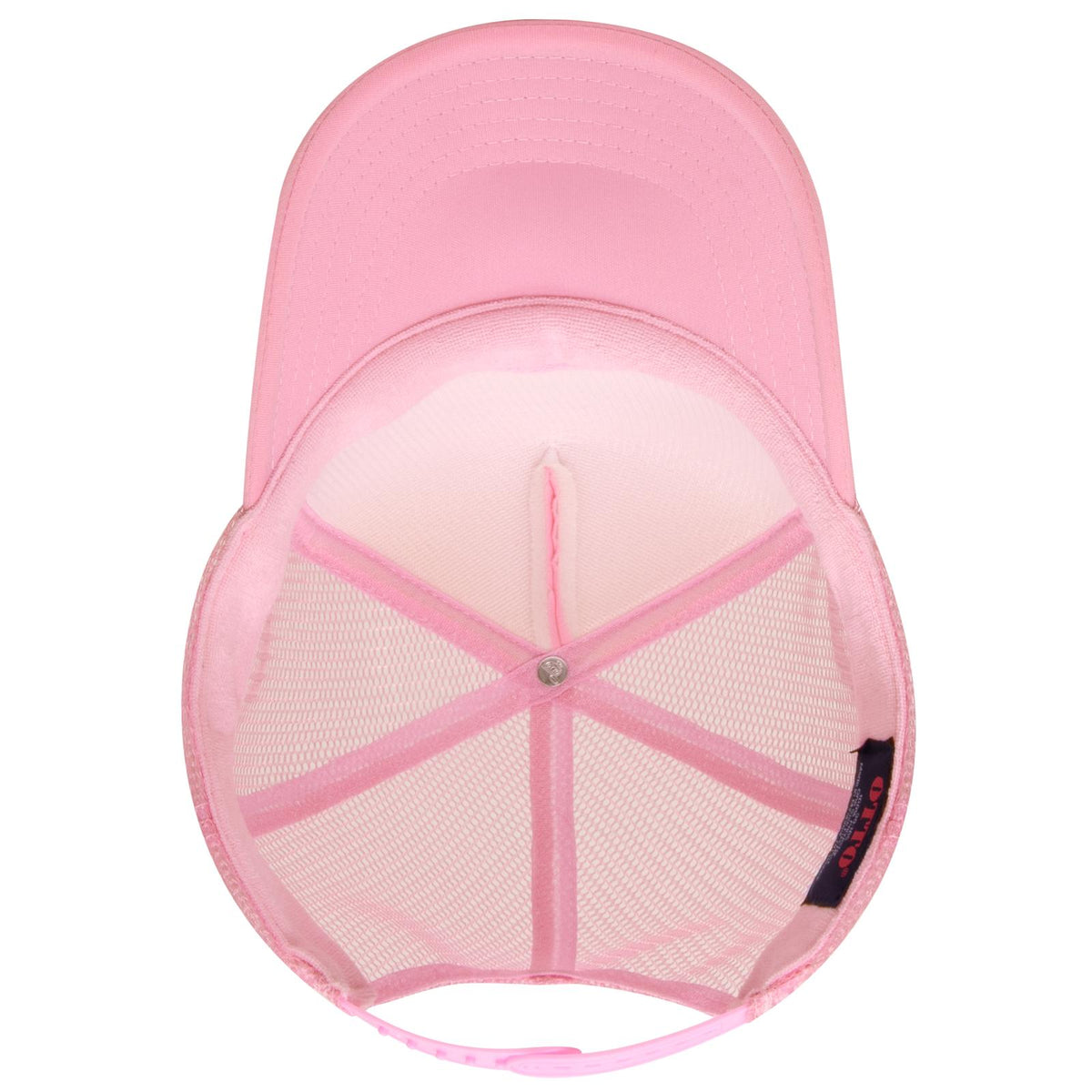 Inside View of 050 - Pink OTTO CAP 5 Panel High Crown Mesh Back Trucker Hat