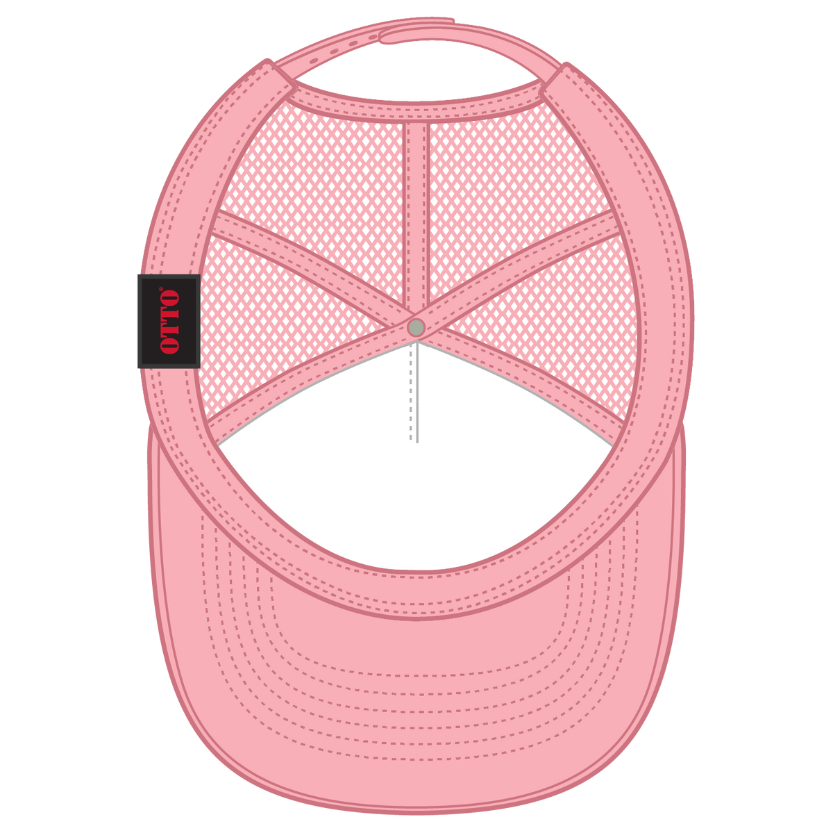 Inside View of 050 - Pink OTTO CAP 5 Panel High Crown Mesh Back Trucker Hat