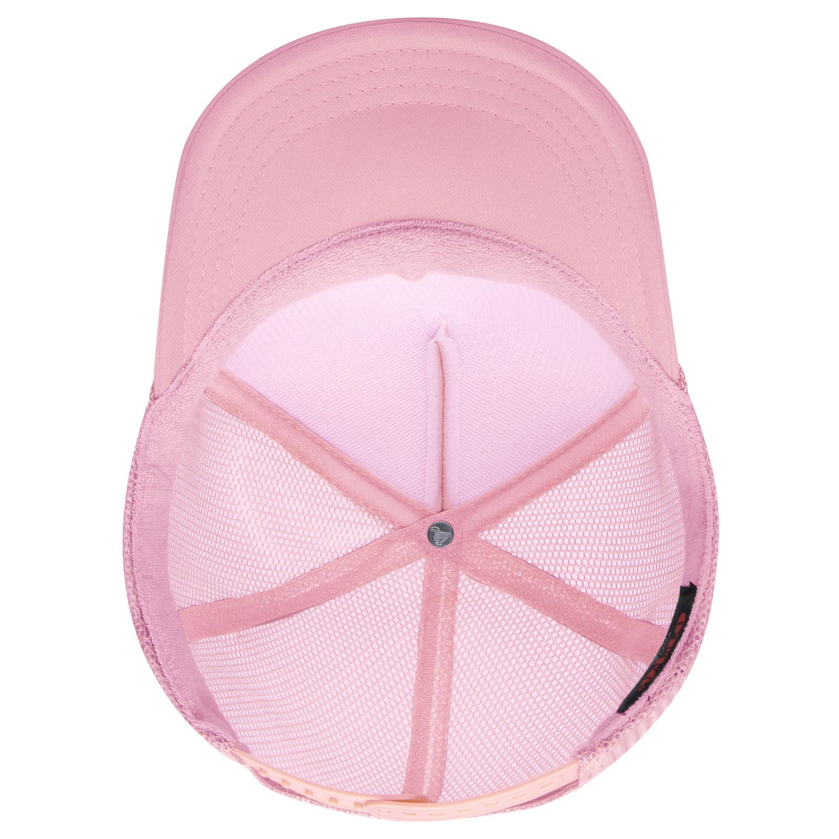 Inside View of 050 - Pink OTTO CAP 5 Panel High Crown Mesh Back Trucker Hat