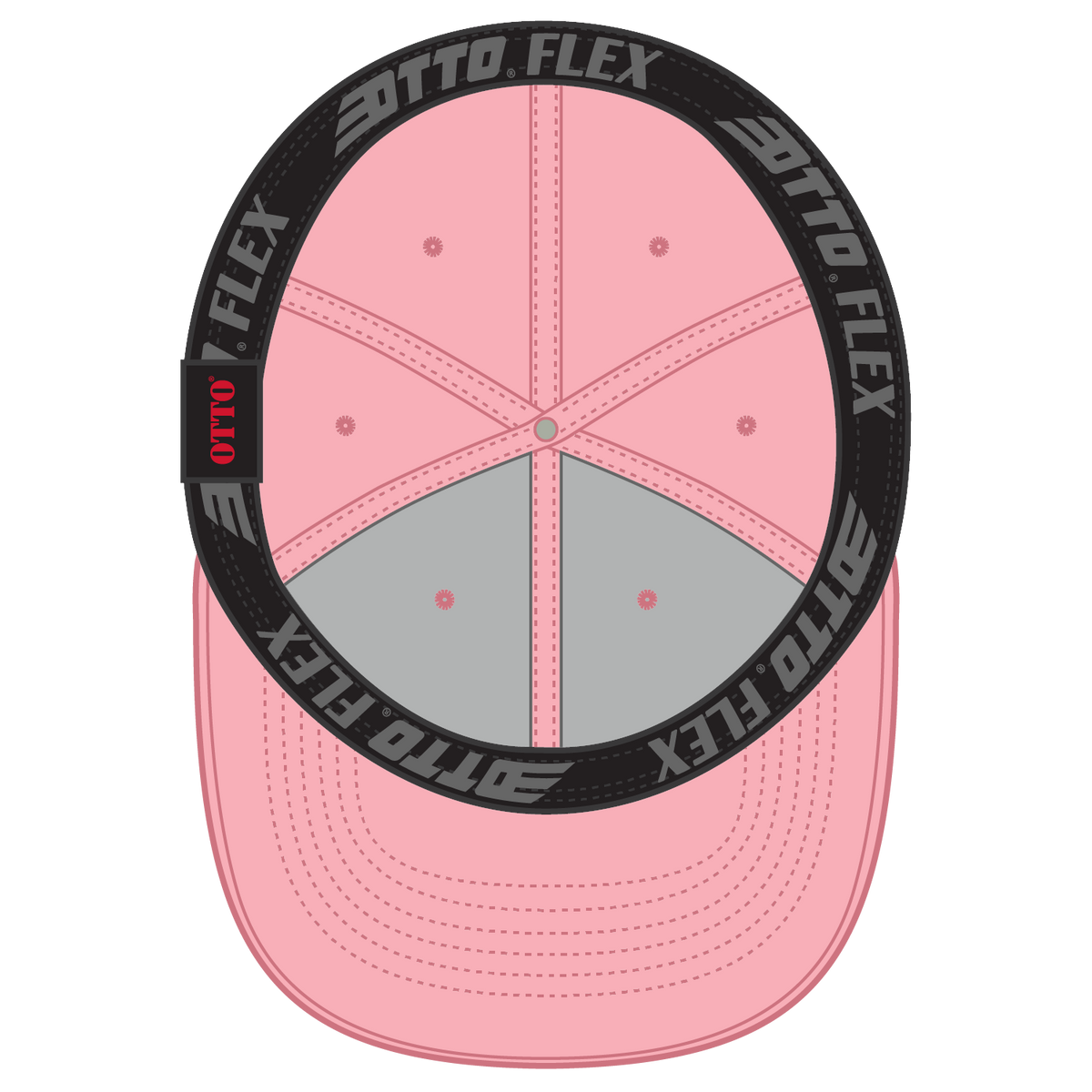 Inside View of 050 - Pink OTTO CAP "OTTO FLEX" Fitted 6 Panel Low Profile Baseball Cap
