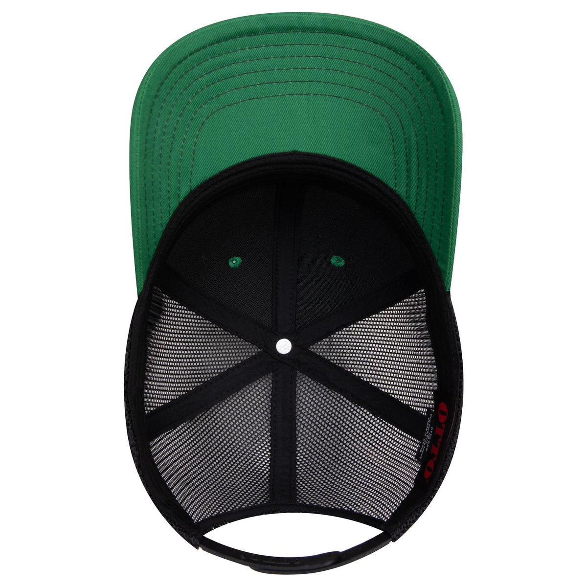 Inside View of 050503 - Kly/Kly/Blk OTTO CAP 6 Panel Mid Profile Mesh Back Trucker Hat