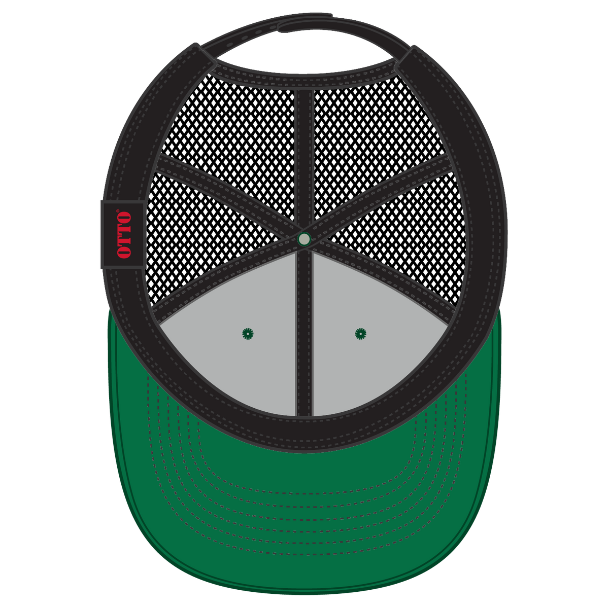 Inside View of 050503 - Kly/Kly/Blk OTTO CAP 6 Panel Mid Profile Mesh Back Trucker Hat