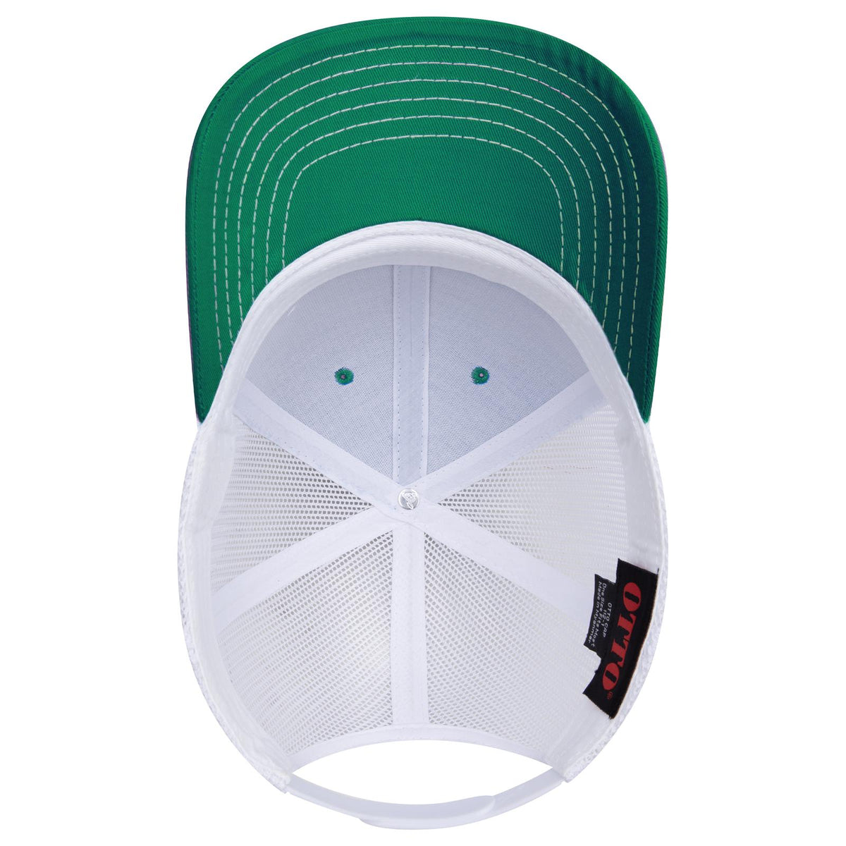 Inside View of 050516 - Kly/Kly/Wht OTTO CAP 6 Panel Mid Profile Mesh Back Trucker Hat