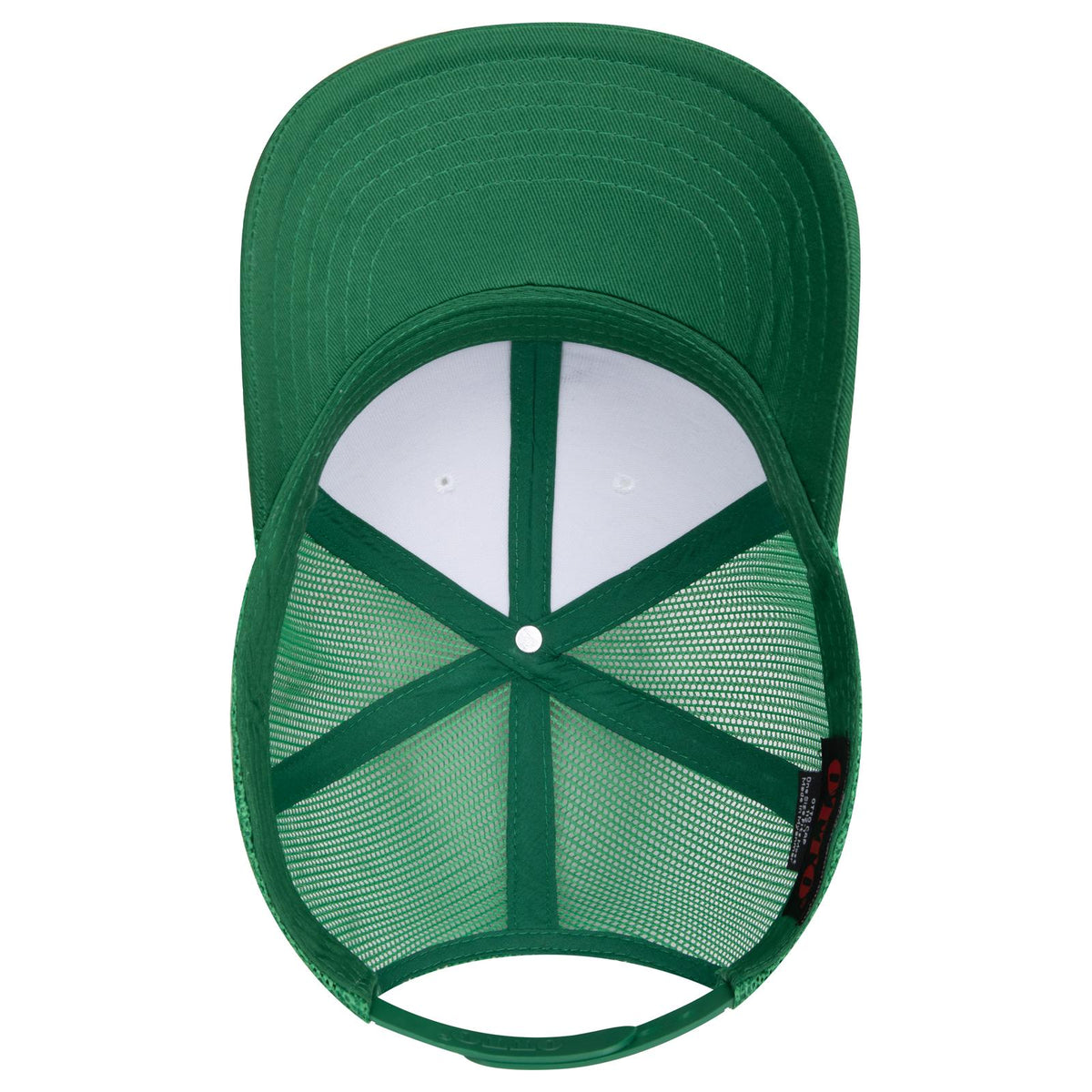 Inside View of 051605 - Kly/Wht/Kly OTTO CAP 6 Panel Mid Profile Mesh Back Trucker Hat