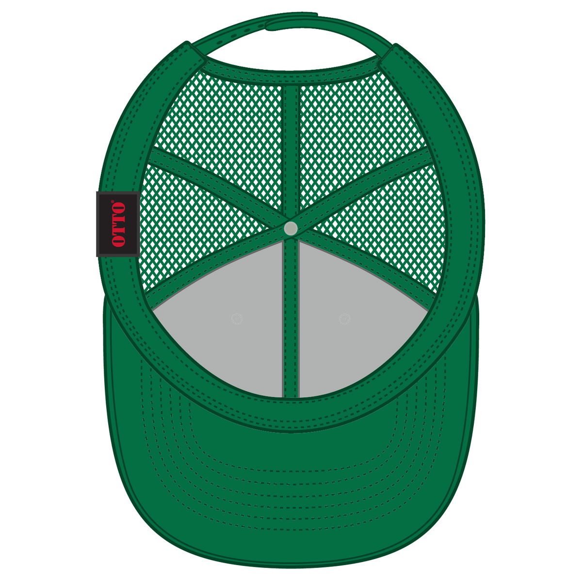 Inside View of 051605 - Kly/Wht/Kly OTTO CAP 6 Panel Mid Profile Mesh Back Trucker Hat