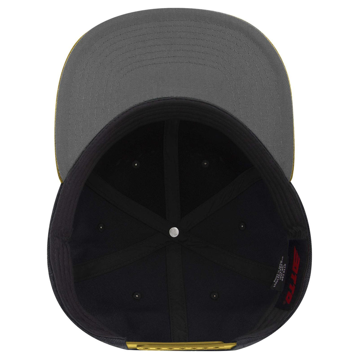 Inside View of 060303 - Gld/Blk/Blk OTTO CAP "OTTO SNAP" 6 Panel Pro Style Snapback Hat