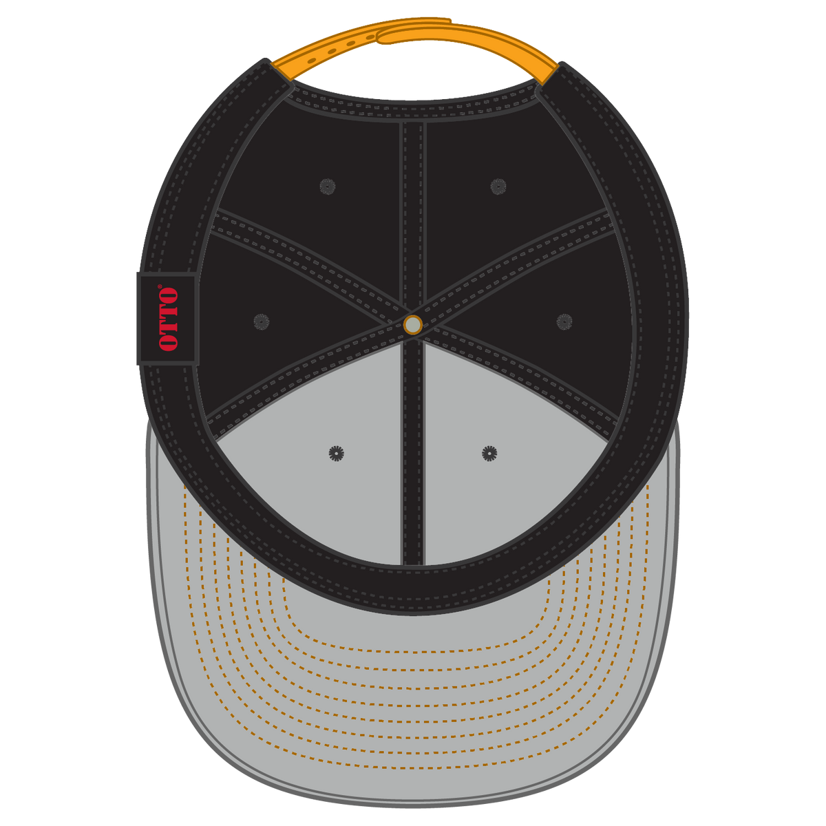 Inside View of 060303 - Gld/Blk/Blk OTTO CAP “OTTO SNAP” 6 Panel Pro Style Snapback Hat
