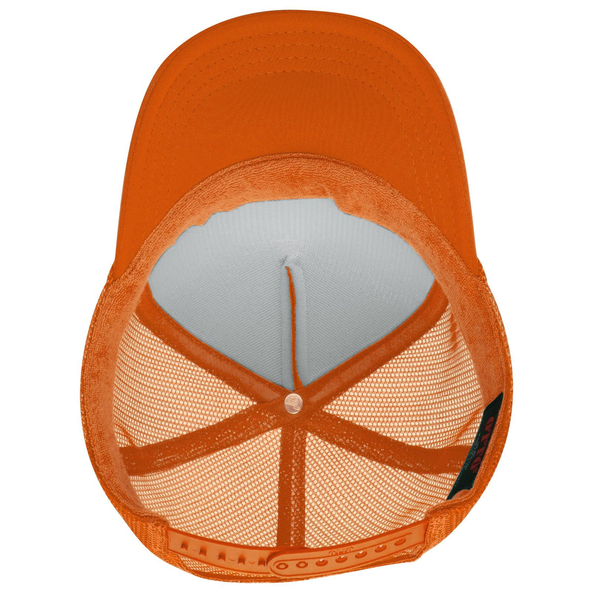 Inside View of 062 - Orange OTTO CAP 5 Panel High Crown Mesh Back Trucker Hat