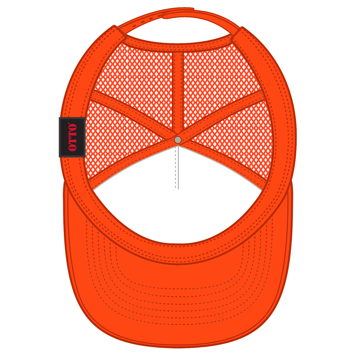 Inside View of 062 - Orange OTTO CAP 5 Panel High Crown Mesh Back Trucker Hat