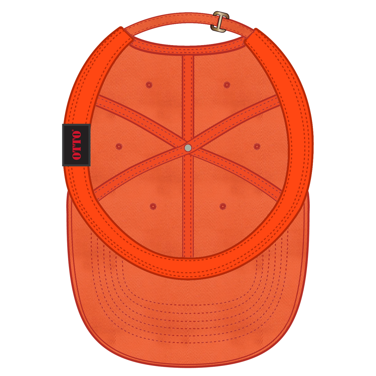 Inside View of 062 - Orange OTTO CAP 6 Panel Low Profile Dad Hat