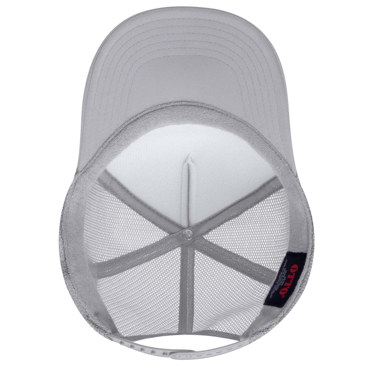 Inside View of 064 - Silver Gray OTTO CAP 5 Panel High Crown Mesh Back Trucker Hat
