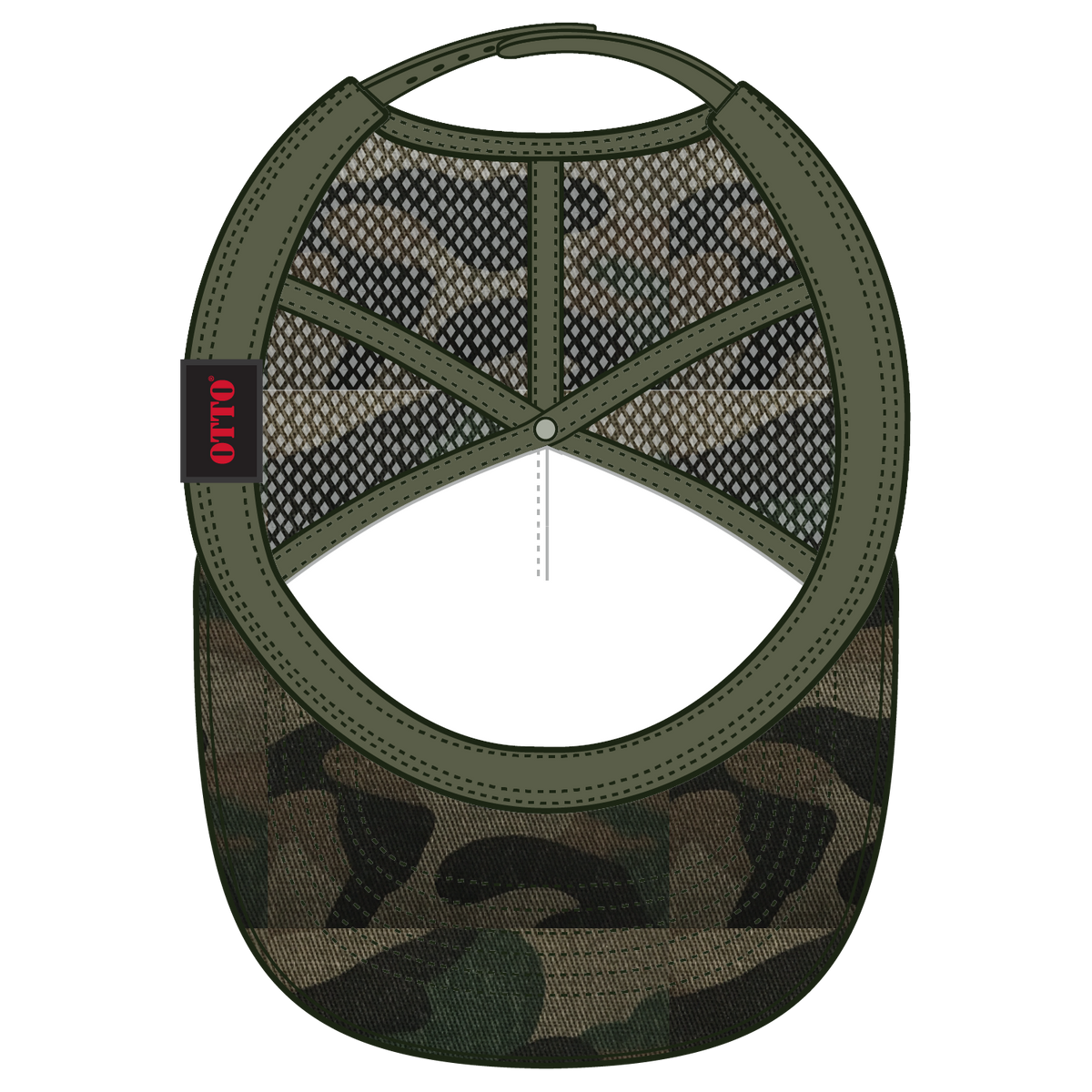 Inside View of 0703CPB OTTO CAP 5 Panel High Crown Mesh Back Trucker Hat