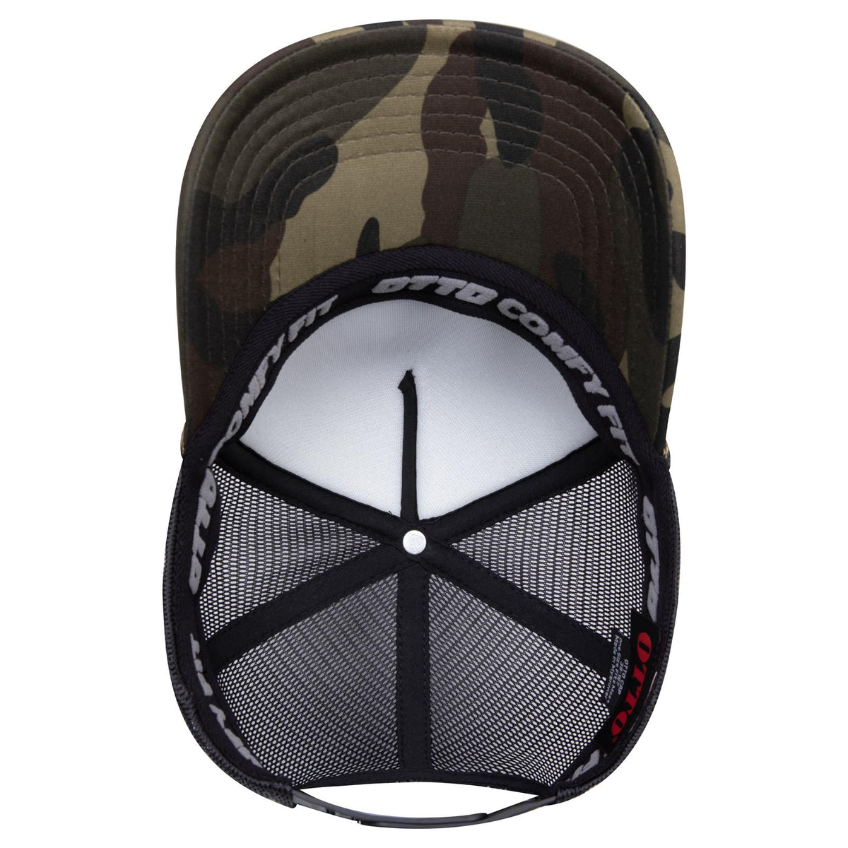 Inside View of 0703CPB OTTO CAP "OTTO COMFY FIT" 5 Panel High Crown Mesh Back Trucker Hat