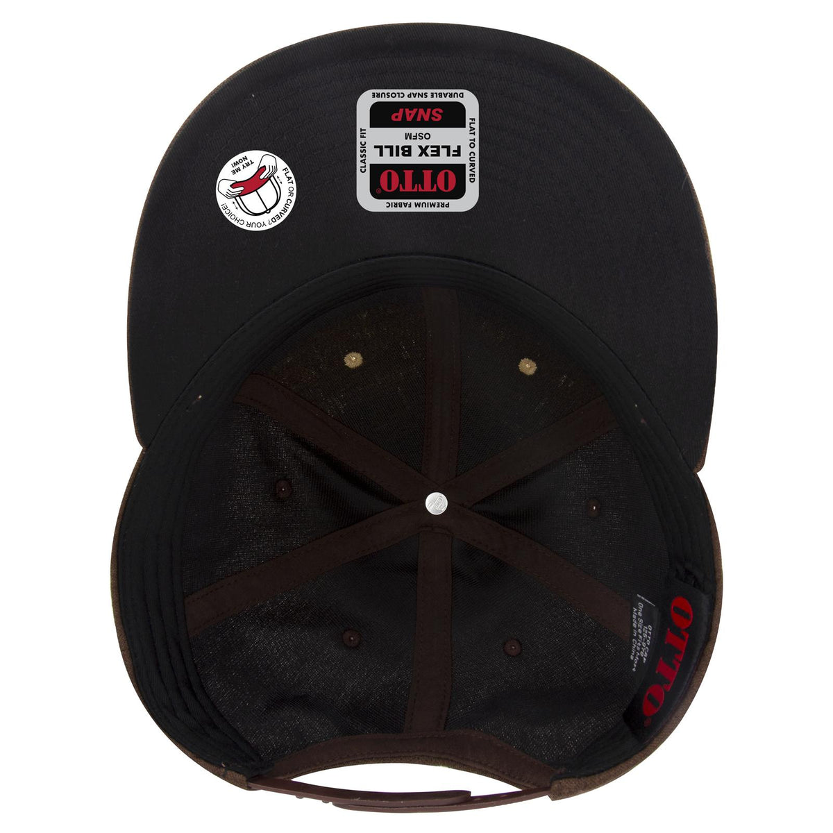 Inside View of 0711207 - Brn/Crk/Brn OTTO CAP "OTTO SNAP" 6 Panel Pro Style Snapback Hat