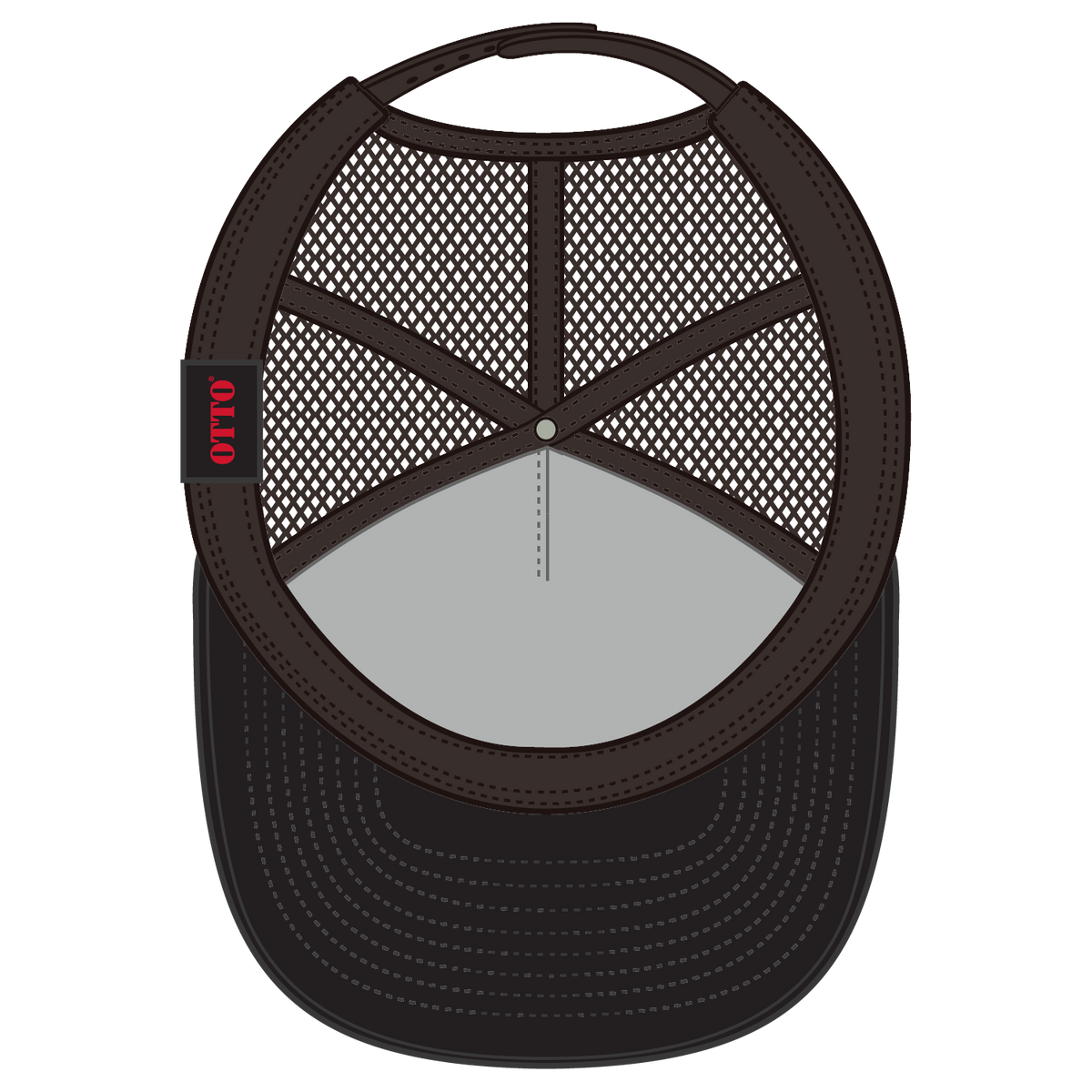 Inside View of 0711207B - Brn/Crk/Brn OTTO CAP "OTTO SNAP" 5 Panel Pro Style Mesh Back Trucker Snapback Hat