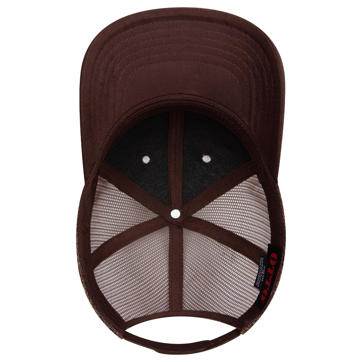 Inside View of 073107 - Brn/Natrl/Brn OTTO CAP 6 Panel Mid Profile Mesh Back Trucker Hat