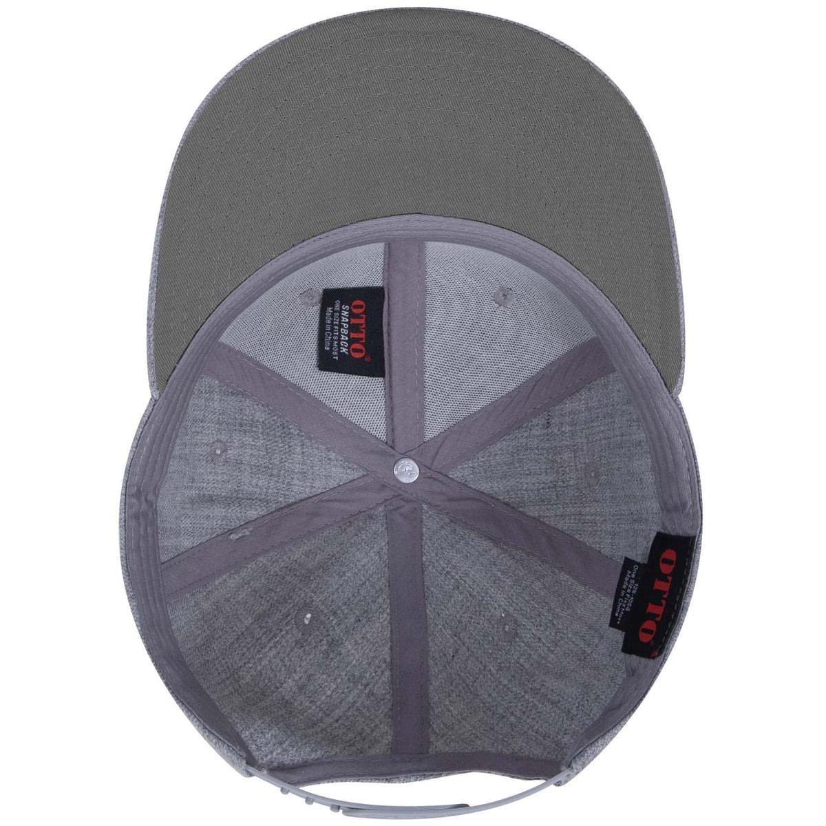 Inside View of 074 - Heath. Gray OTTO CAP "OTTO SNAP" 6 Panel Pro Style Snapback Hat