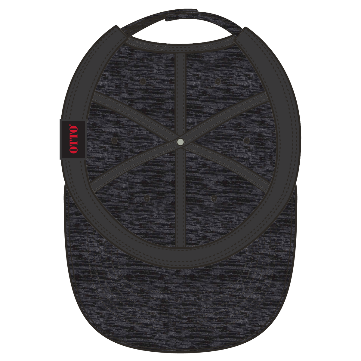 Inside View of 080 - Heath. Black OTTO CAP 6 Panel Low Profile Baseball Cap