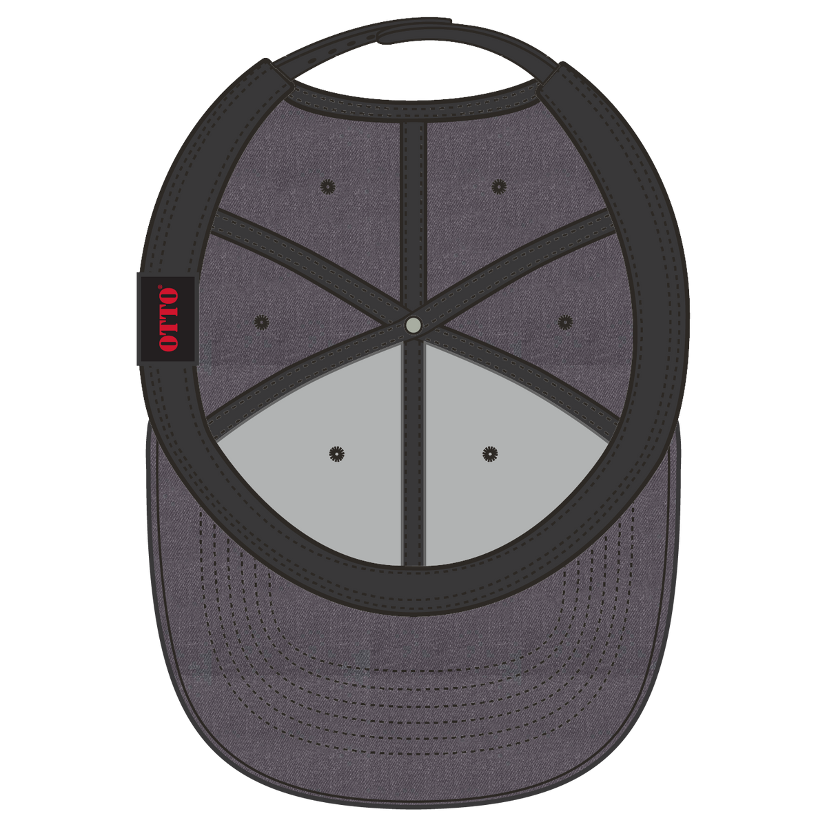 Inside View of 080 - Heath. Black OTTO CAP 6 Panel Low Profile Baseball Cap