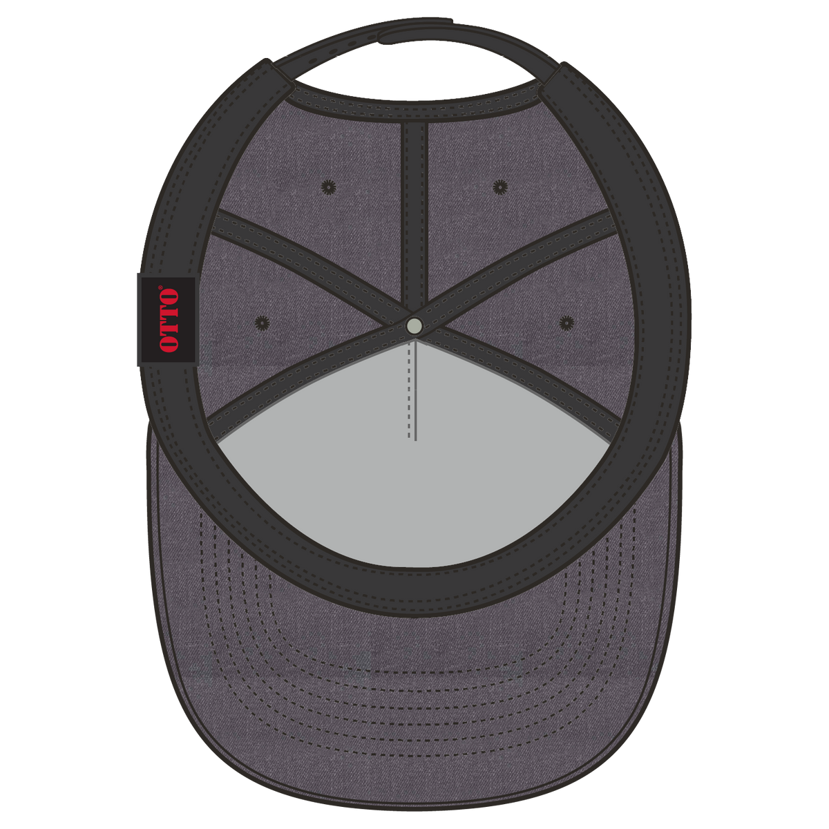 Inside View of 080 - Heath. Black OTTO CAP "OTTO SNAP" 5 Panel Pro Style Snapback Hat