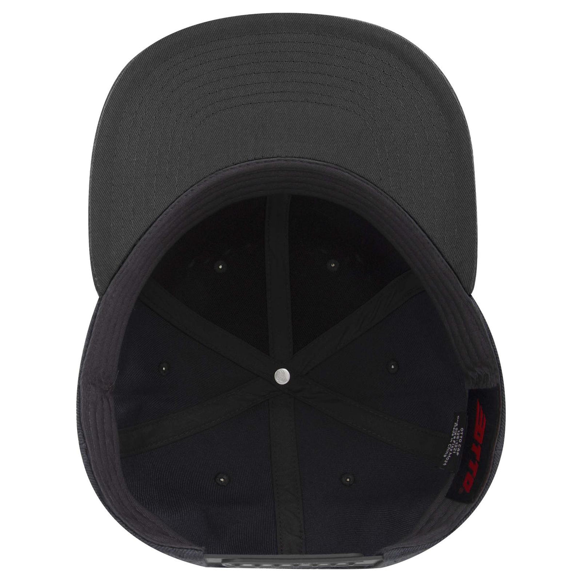 Inside View of 080 - Heath. Black OTTO CAP "OTTO SNAP" 6 Panel Pro Style Snapback Hat