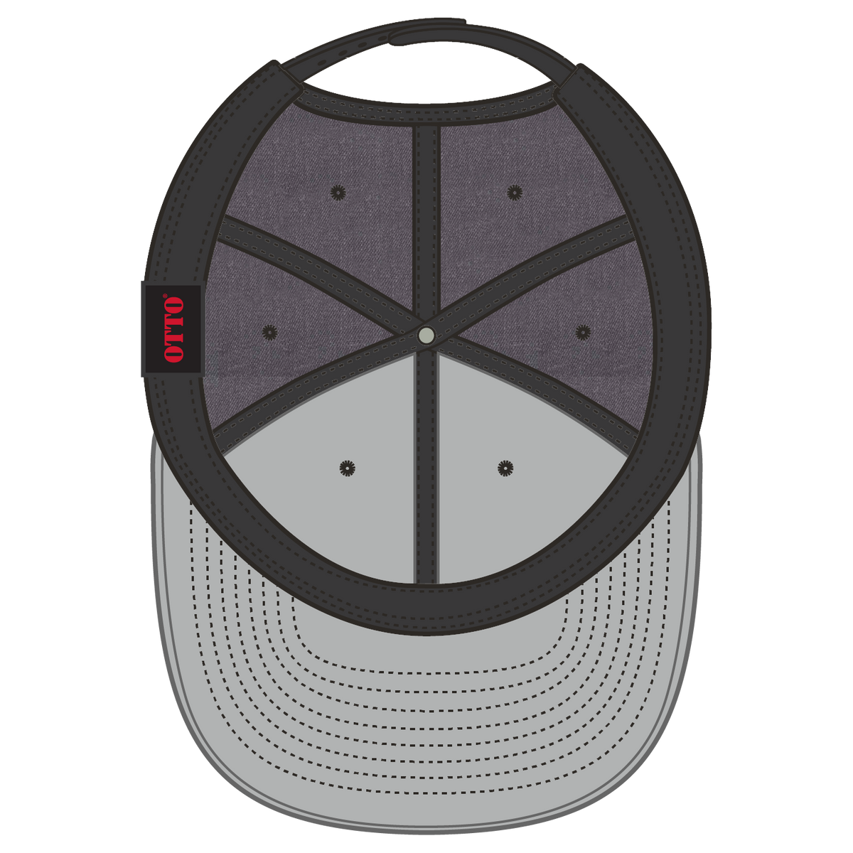 Inside View of 080 - Heath. Black OTTO CAP "OTTO SNAP" 6 Panel Pro Style Snapback Hat