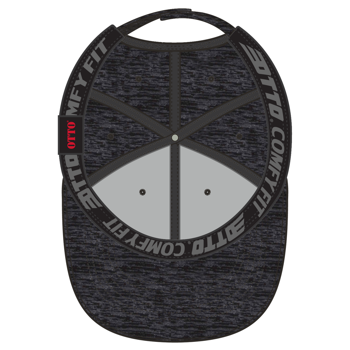 Inside View of 080A - Heath. Black OTTO CAP "OTTO COMFY FIT" 6 Panel Low Profile Baseball Cap