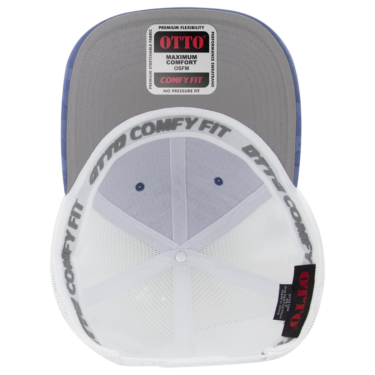 Inside View of 083016 - Cb.Blu/Sk.Blu/Wht OTTO CAP "OTTO COMFY FIT" 6 Panel Low Profile Mesh Back Trucker Hat