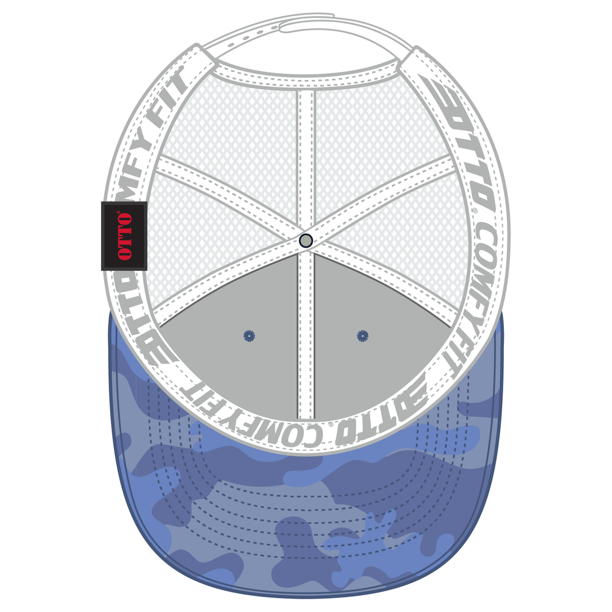Inside View of 083016 - Cb.Blu/Sk.Blu/Wht OTTO CAP "OTTO COMFY FIT" 6 Panel Low Profile Mesh Back Trucker Hat
