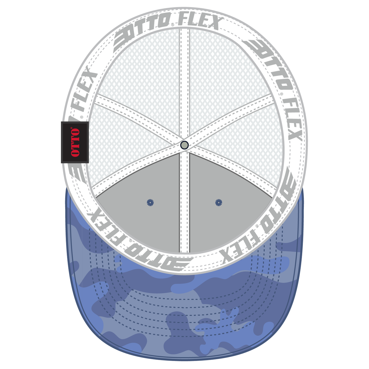 Inside View of 083016 - Cb.Blu/Sk.Blu/Wht OTTO CAP "OTTO FLEX" Fitted 6 Panel Low Profile Mesh Back Trucker Hat