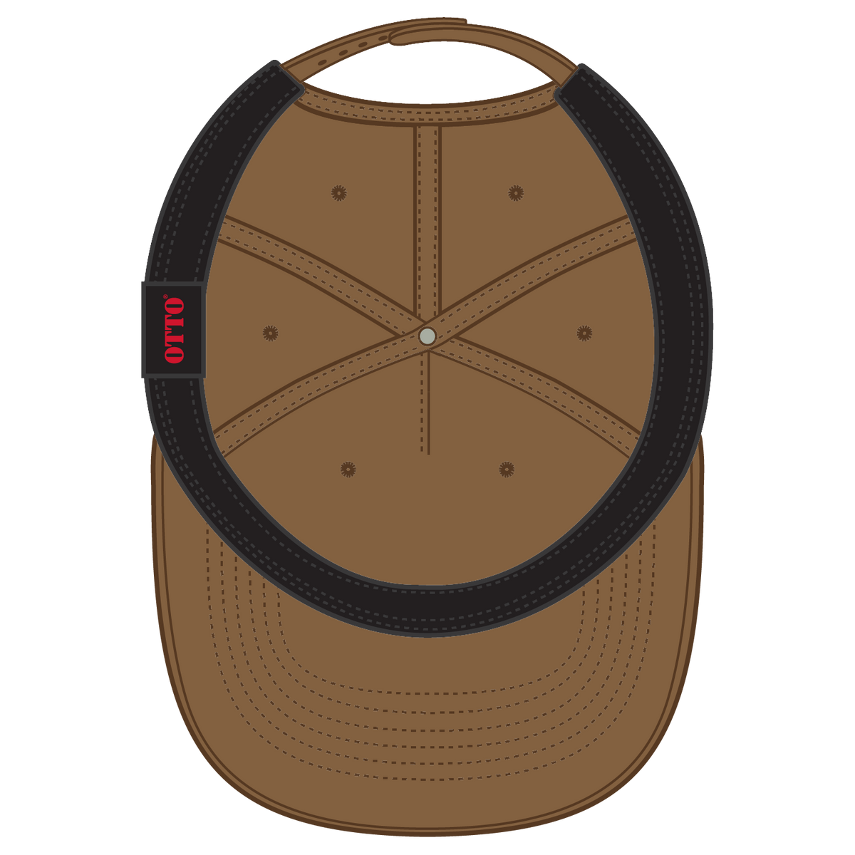 Inside View of 084 - Coyote Brown OTTO CAP 5 Panel Pro Style Baseball Cap