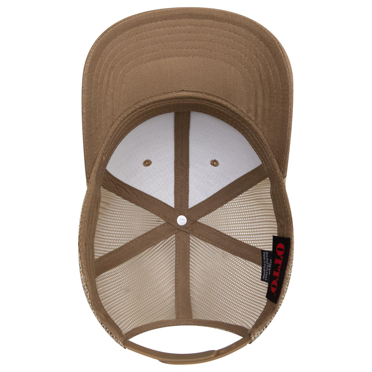Inside View of 084 - Coyote Brown OTTO CAP 6 Panel Mid Profile Mesh Back Trucker Hat