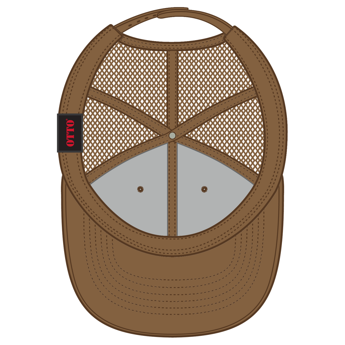 Inside View of 084 - Coyote Brown OTTO CAP 6 Panel Mid Profile Mesh Back Trucker Hat