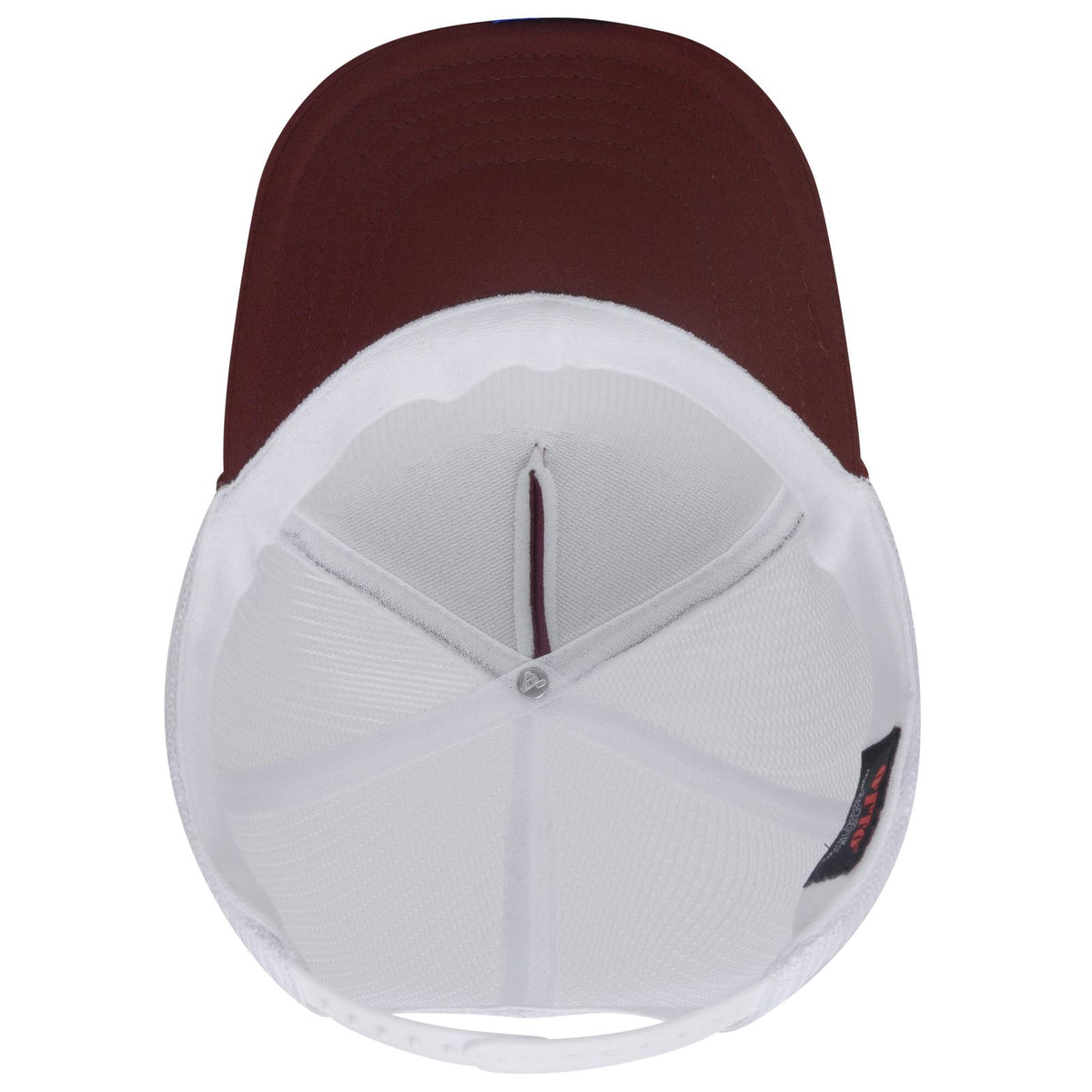 Inside View of 101016 - Mrn/Mrn/Wht OTTO CAP 5 Panel High Crown Mesh Back Trucker Hat