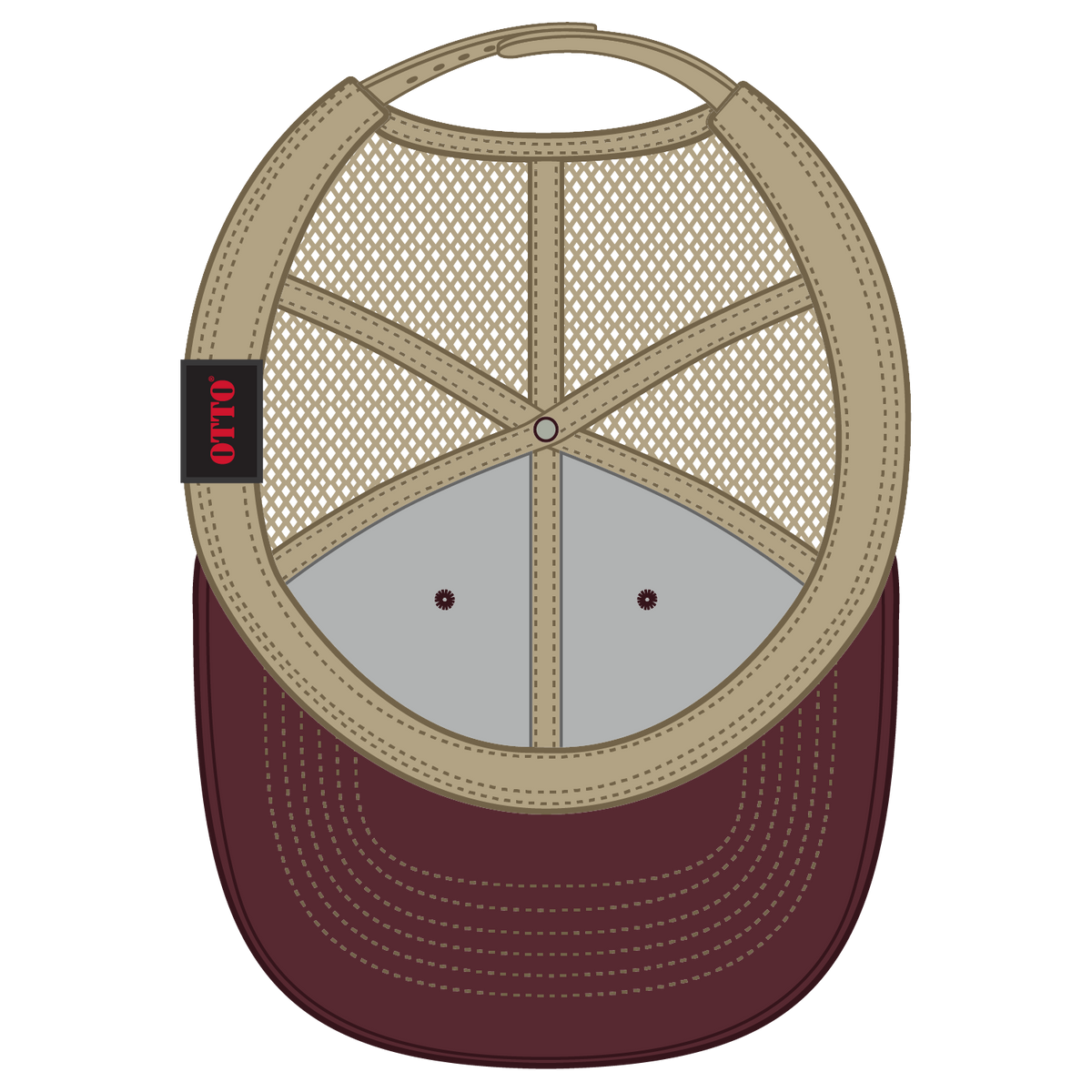 Inside View of 101032 - Marn/Marn/Kha OTTO CAP 6 Panel Low Profile Mesh Back Trucker Hat