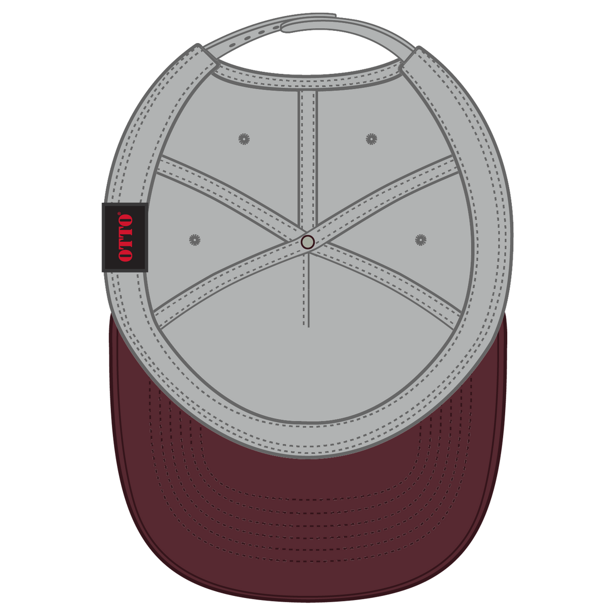 Inside View of 1014 - Marn/Gry OTTO CAP 5 Panel Mid Profile Baseball Cap