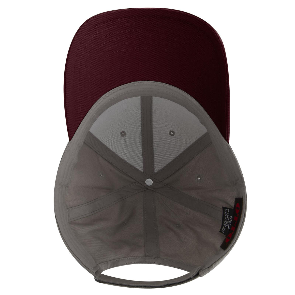 Inside View of 101414 - Mrn/Gry/Gry OTTO CAP 6 Panel Low Profile Baseball Cap