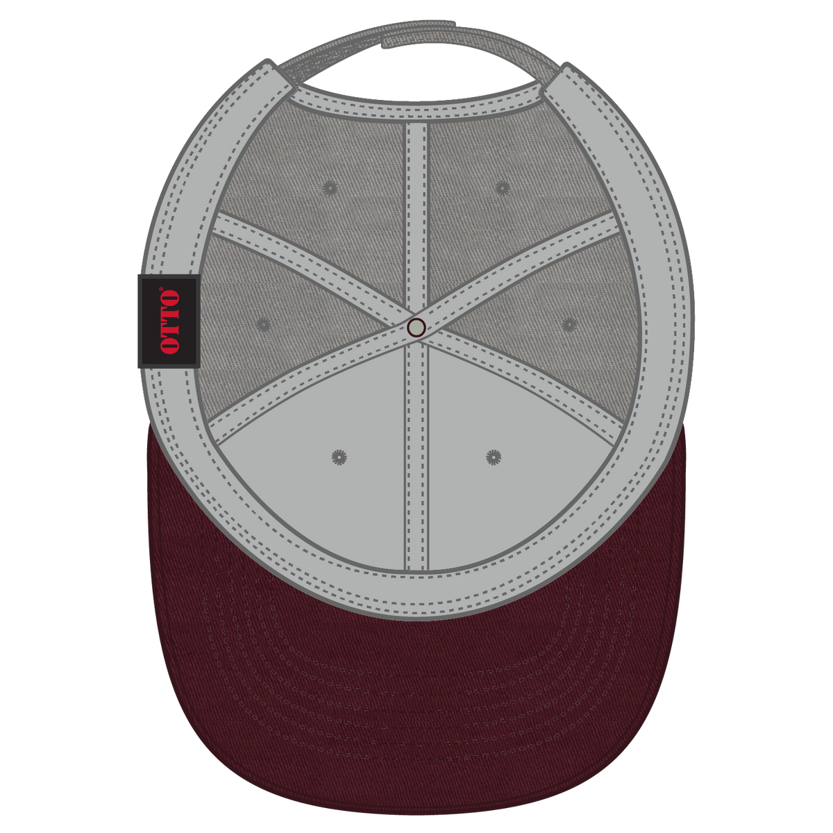 Inside View of 101414 - Mrn/Gry/Gry OTTO CAP 6 Panel Low Profile Baseball Cap