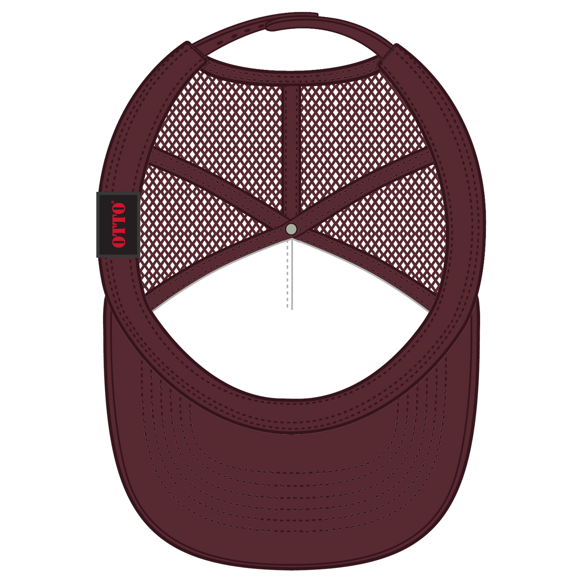 Inside View of 101610 - Mrn/Wht/Mrn OTTO CAP 5 Panel Mid Profile Mesh Back Trucker Hat