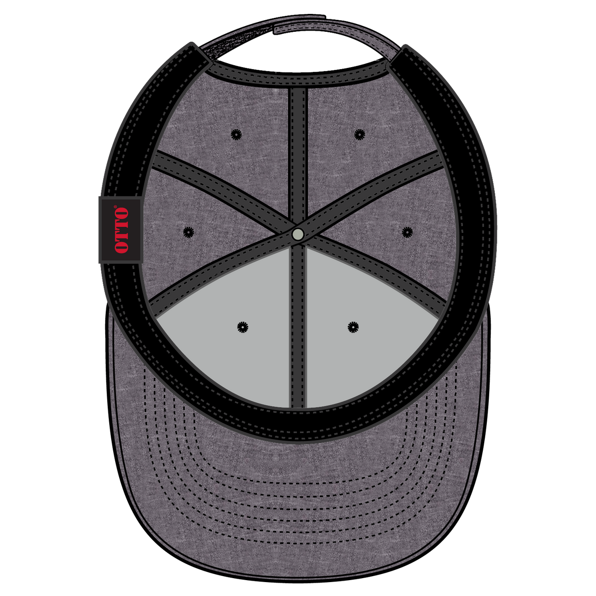 Inside View of 103 - Heath. Ch. Gray OTTO CAP 6 Panel Low Profile Baseball Cap