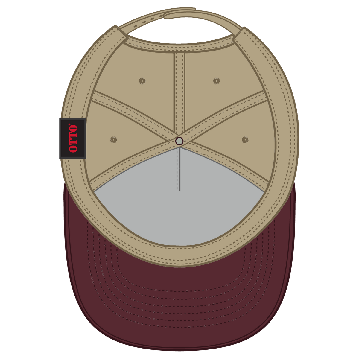 Inside View of 1032 - Marn/Kha OTTO CAP 5 Panel Mid Profile Baseball Cap