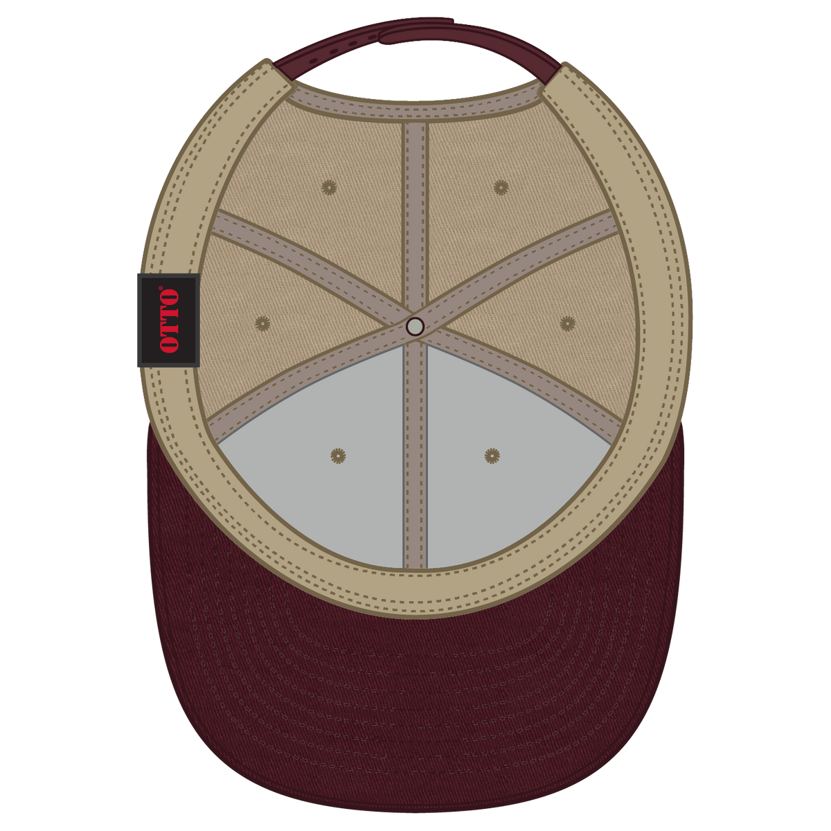 Inside View of 1032 - Marn/Kha OTTO CAP 6 Panel Mid Profile Baseball Cap